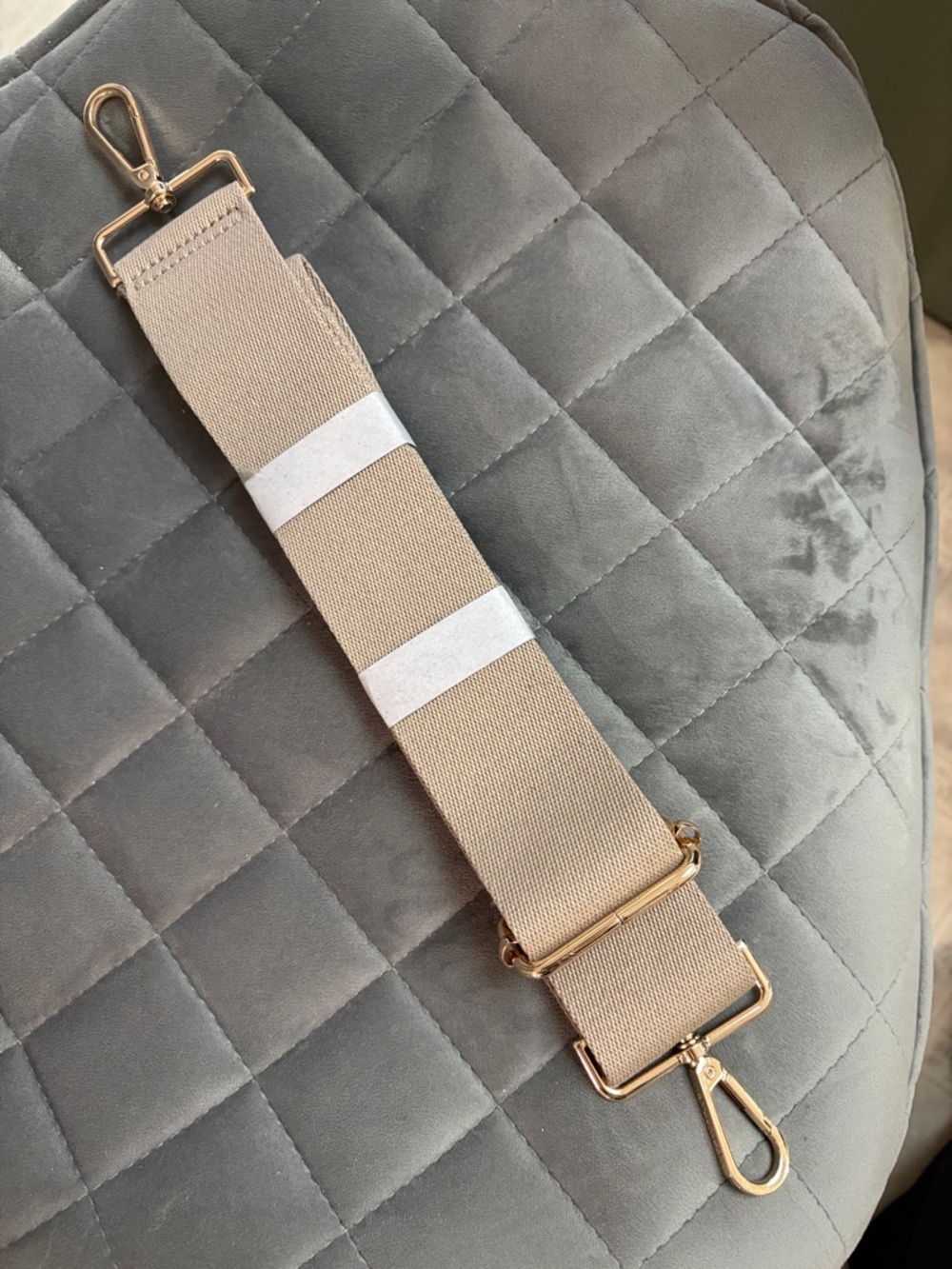 NWT ah.dorned Beige Adjustable Bag Strap with Gold Hardware